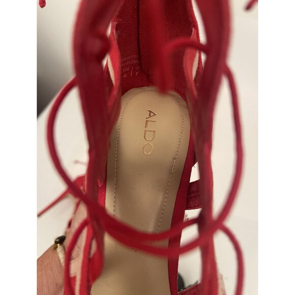 Aldo Women's Size 9 Shaylla Ankle Strap Sandals Red Pink Artsy Open Toe Straps - Picture 8 of 9